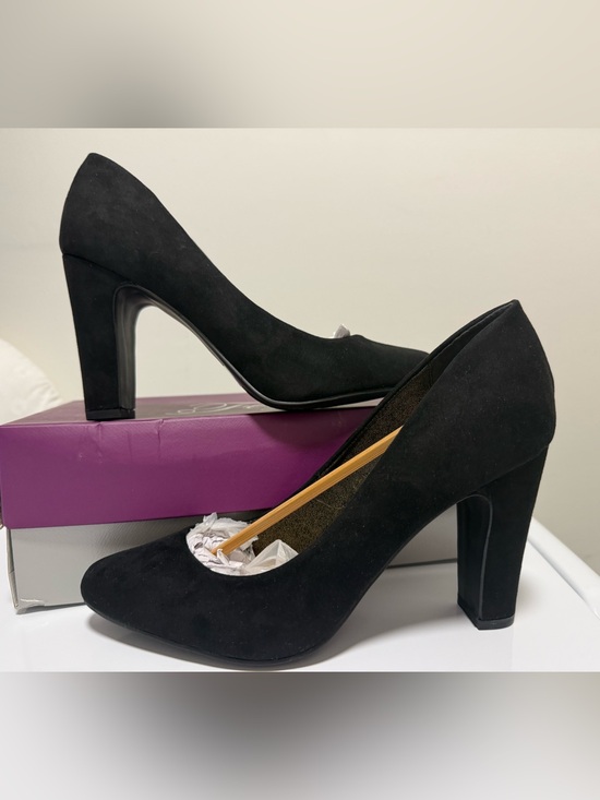 Fergie Shoes - Fergie Sydney Black Suede Block Heel Pumps 8.5